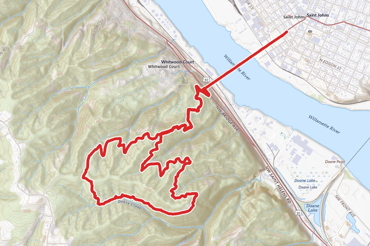 North Forest Park Loop via St. Johns Bridge Loop