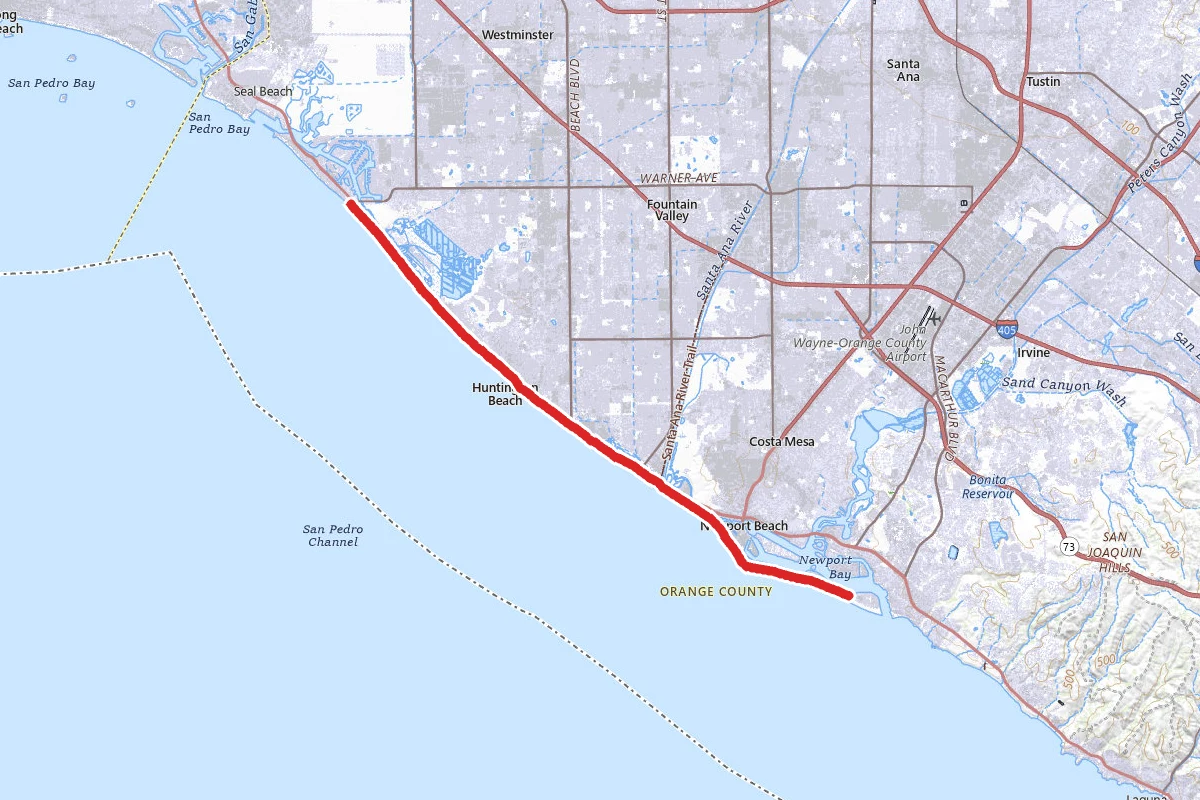 West Oceanfront Trail to the Huntington Beach Bike Trail