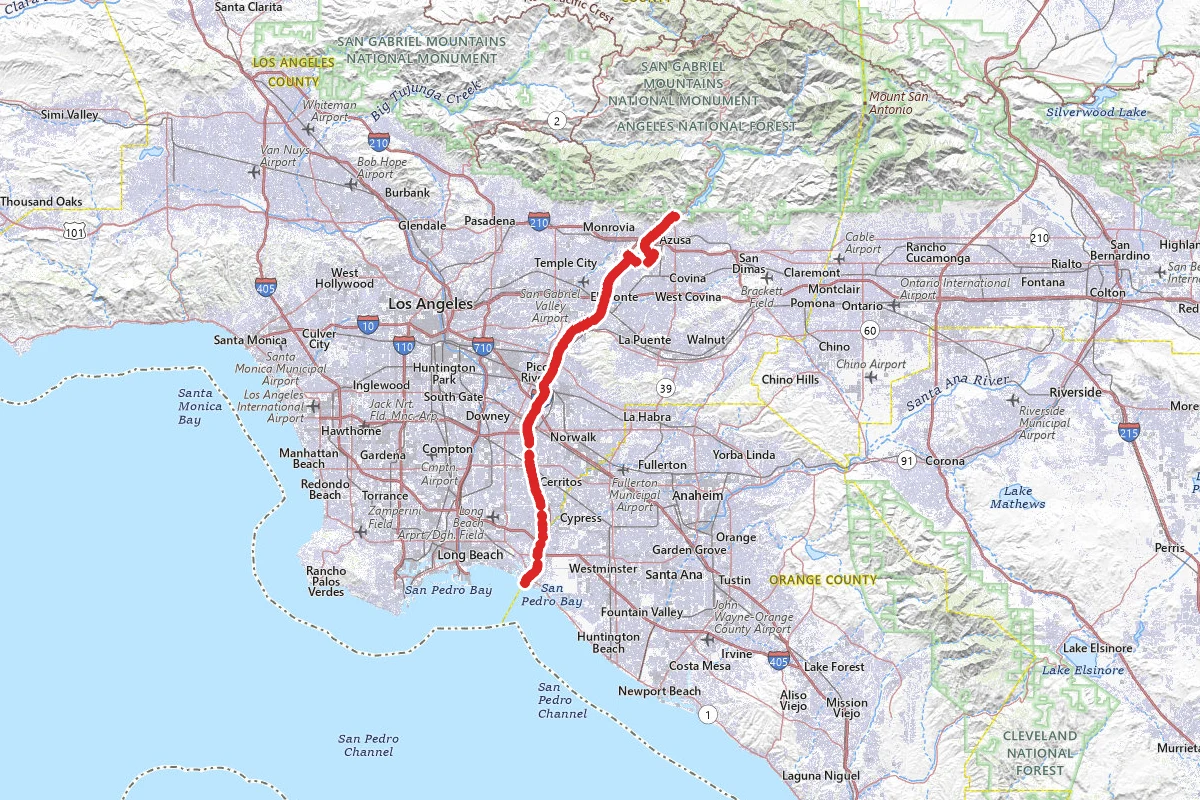 San Gabriel River Bike Path- San Gabriel Canyon to Seal Beach
