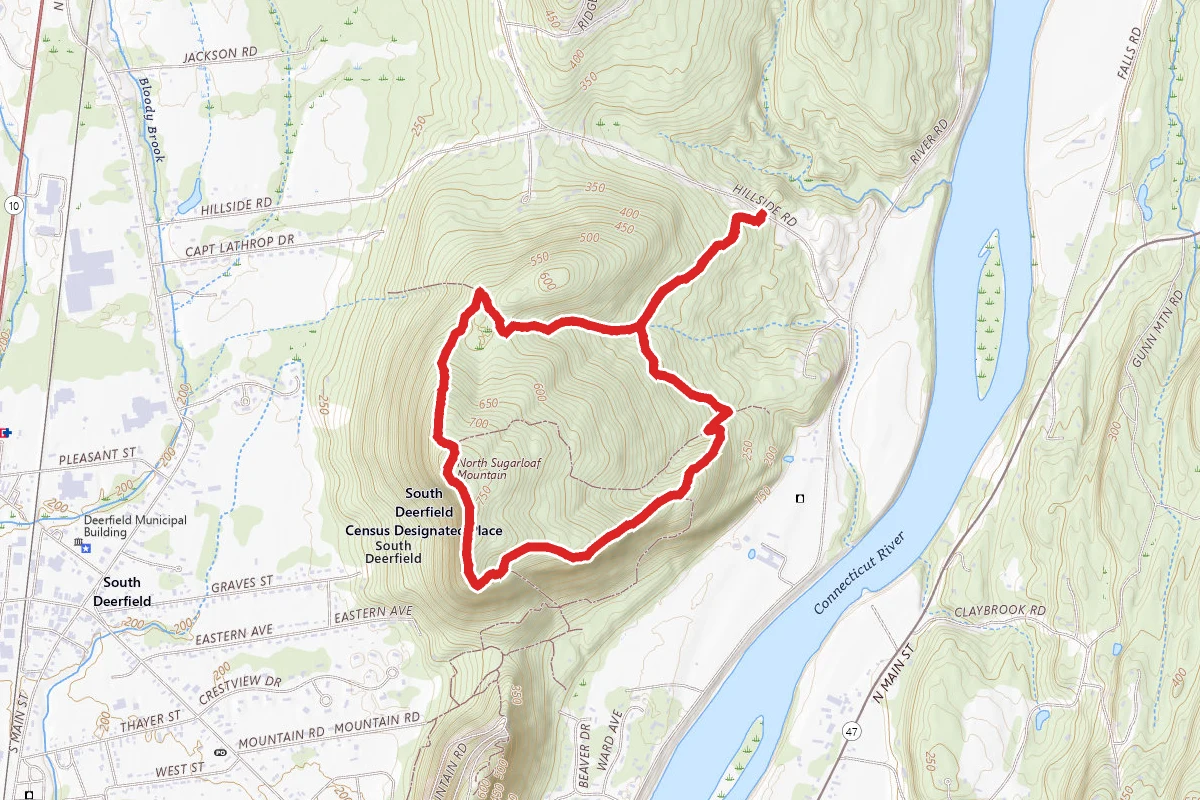 North Sugarloaf via Brookside and Pocumtuck Ridge Trail