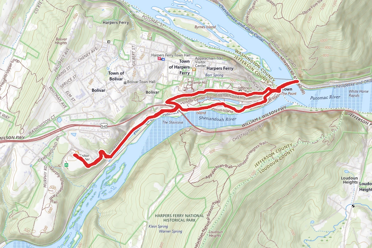 Harpers Ferry Lower Town Trail Loop