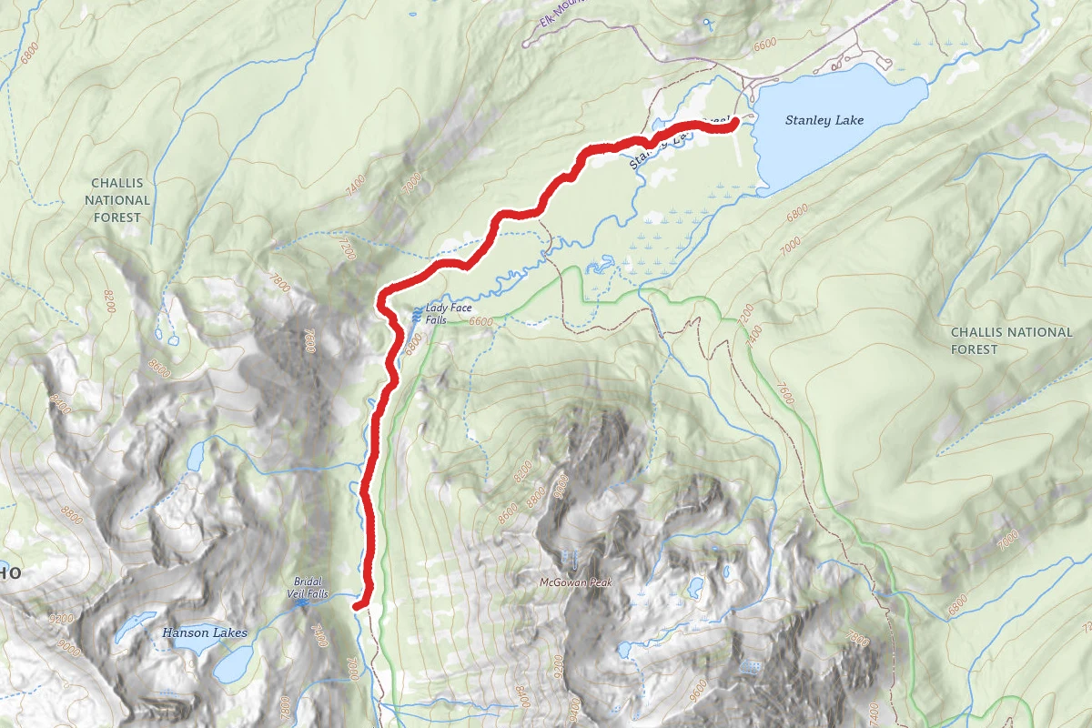 Stanley Lake to Bridalveil Falls Trail