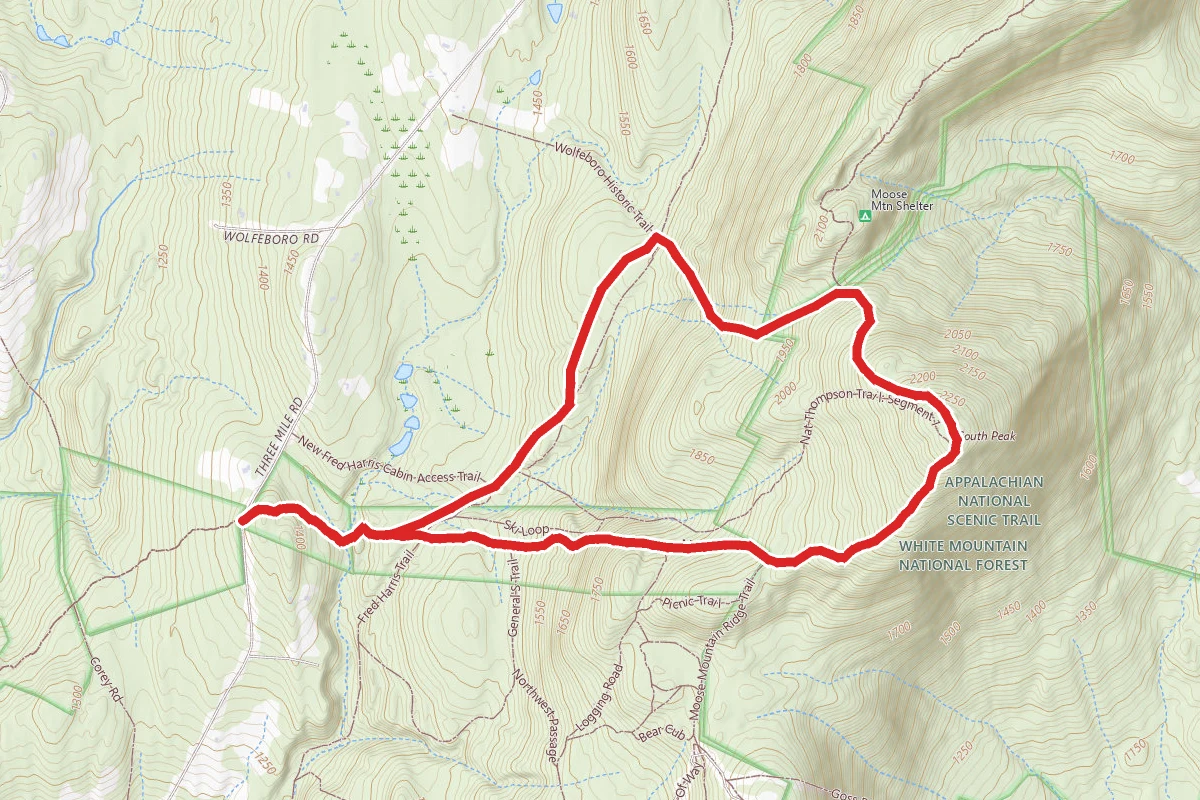 Harris Cabin to South Moose Mountain Trail via Appalachian Trail