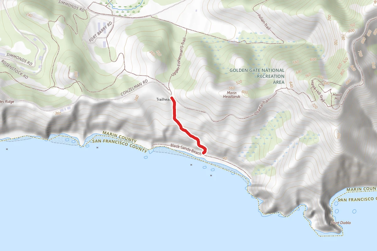Black Sands Beach via Upper Fishermans Trail