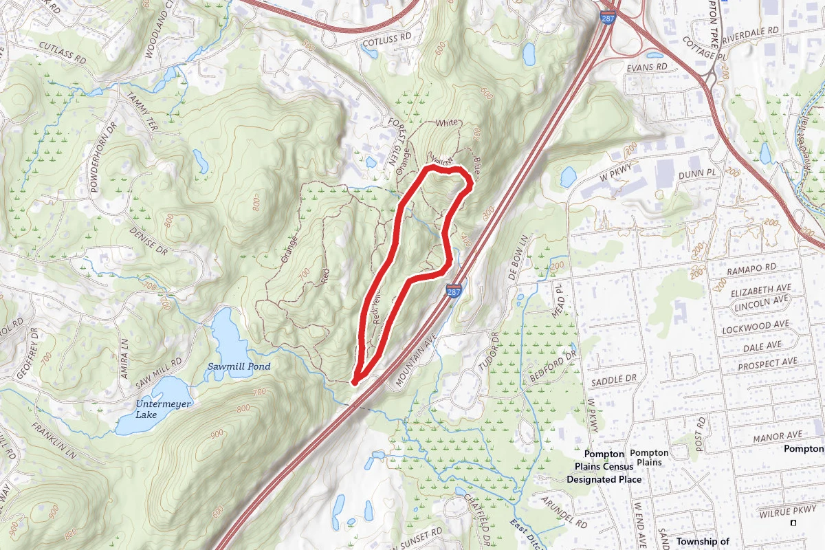 Mountainside Park Blue Trail and Yellow Trail Loop