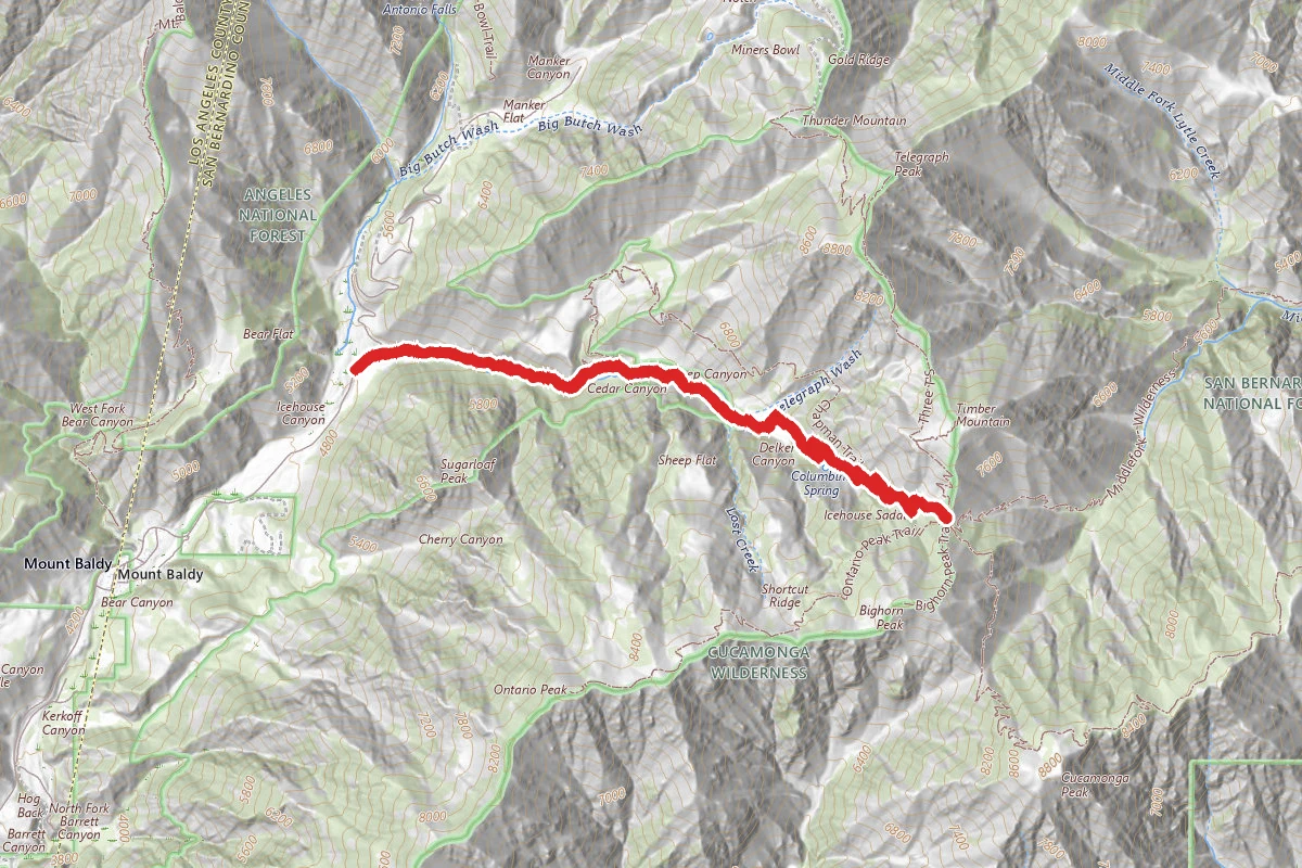 Icehouse Canyon to Icehouse Saddle