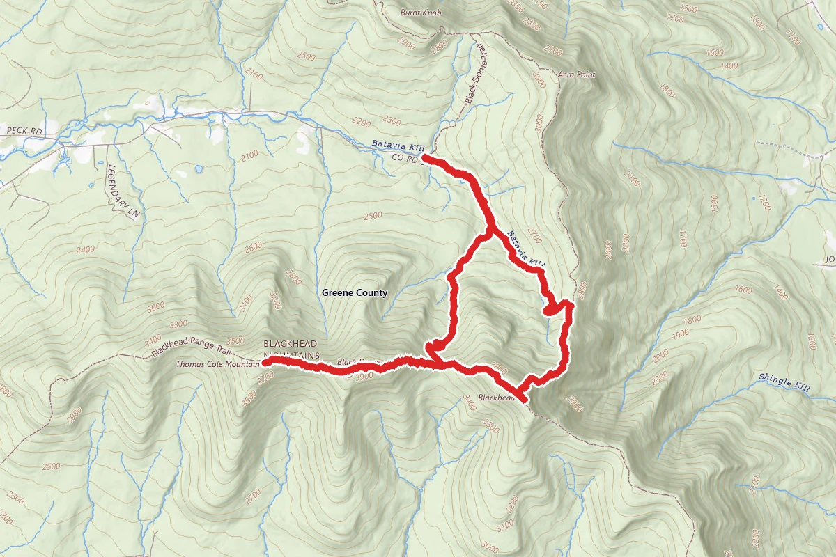 Black Dome and Thomas Cole Mountain via Batavia Kill and Black Dome Range Trails Loop