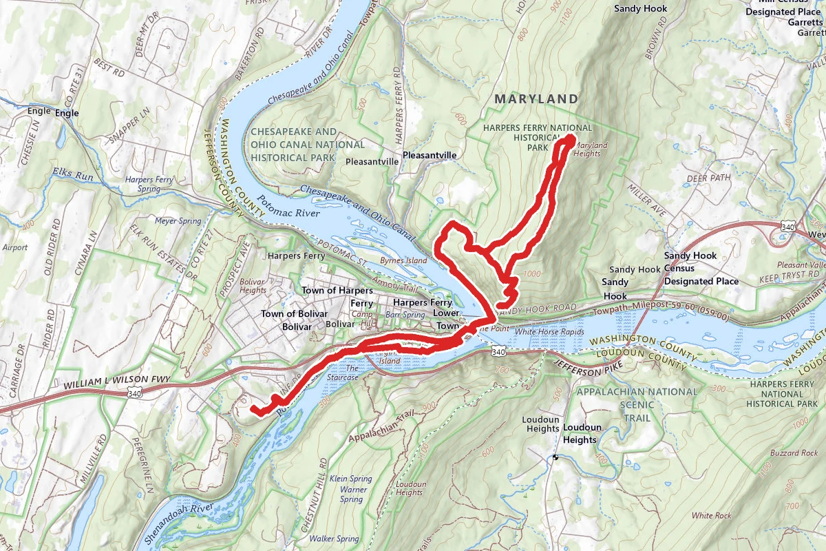 Visitor Center to Maryland Heights Loop