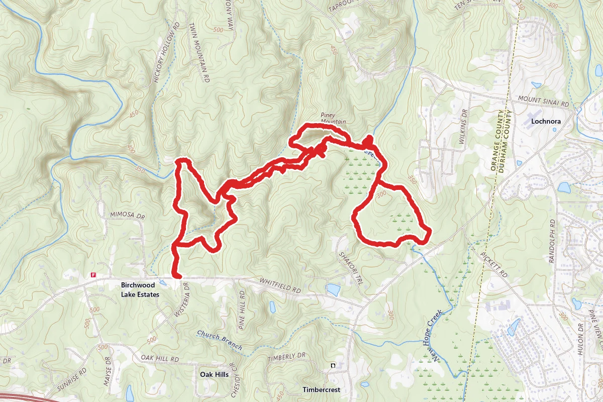 Rhodo Trail to New Hope Creek Trail Loop