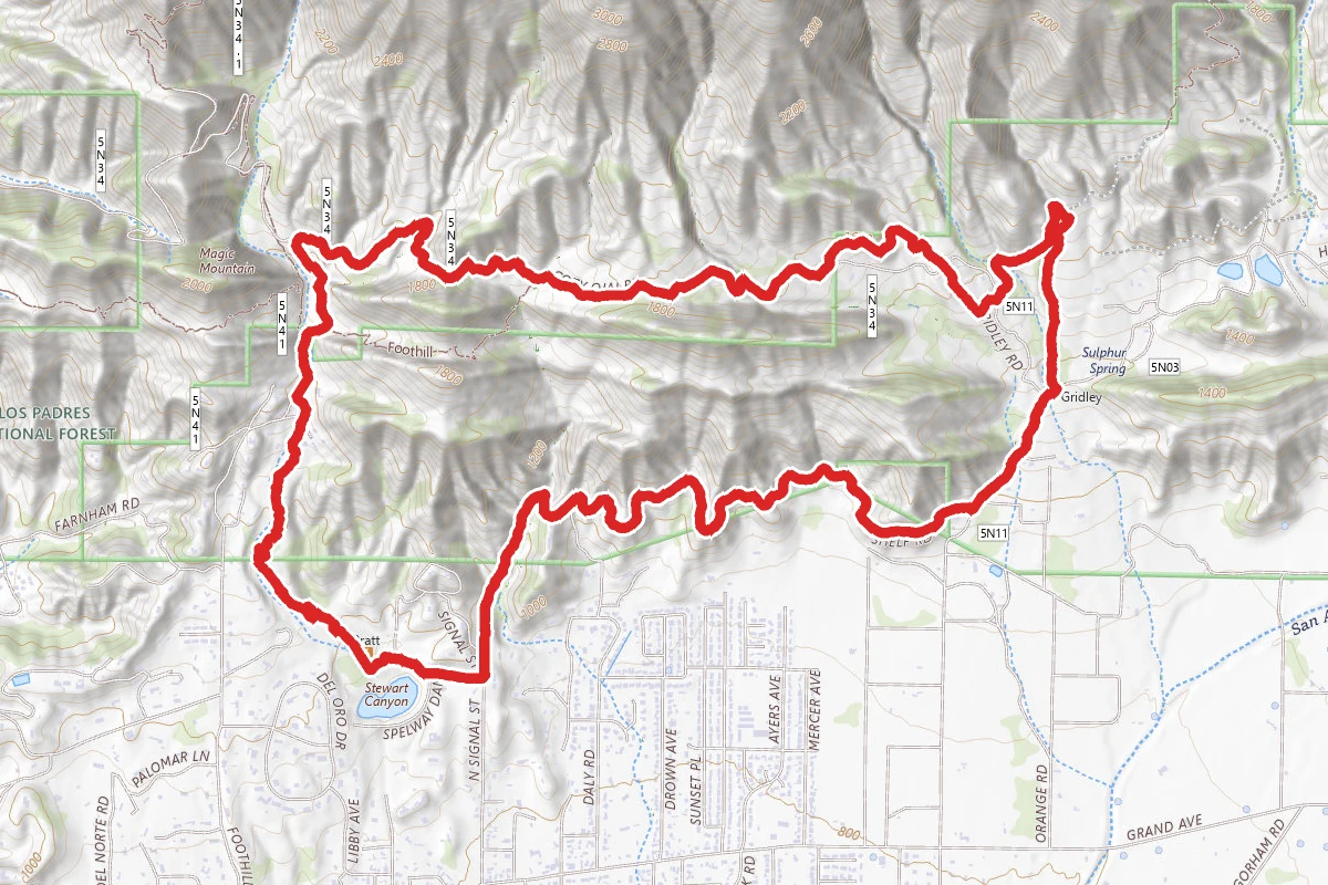 Shelf, Gridley, Fuel Break, and Pratt Trails Loop