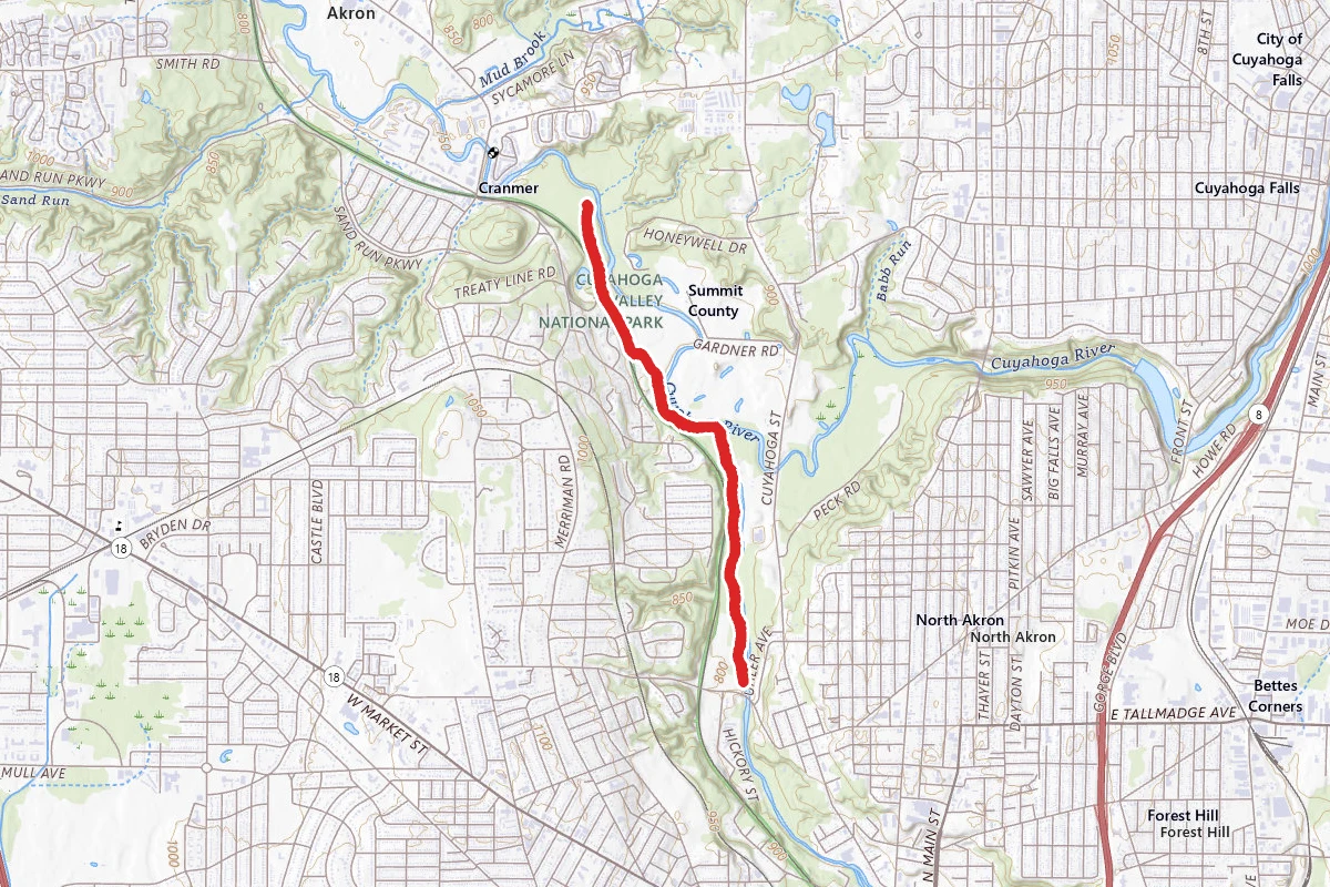 Ohio and Erie Canal Towpath Trail from Memorial Parkway