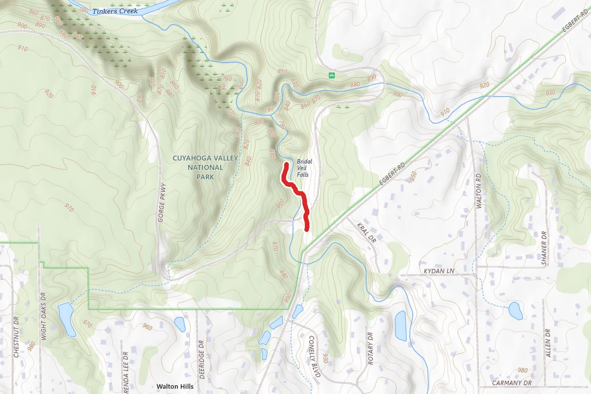 Bridal Veil Falls Overlook route map