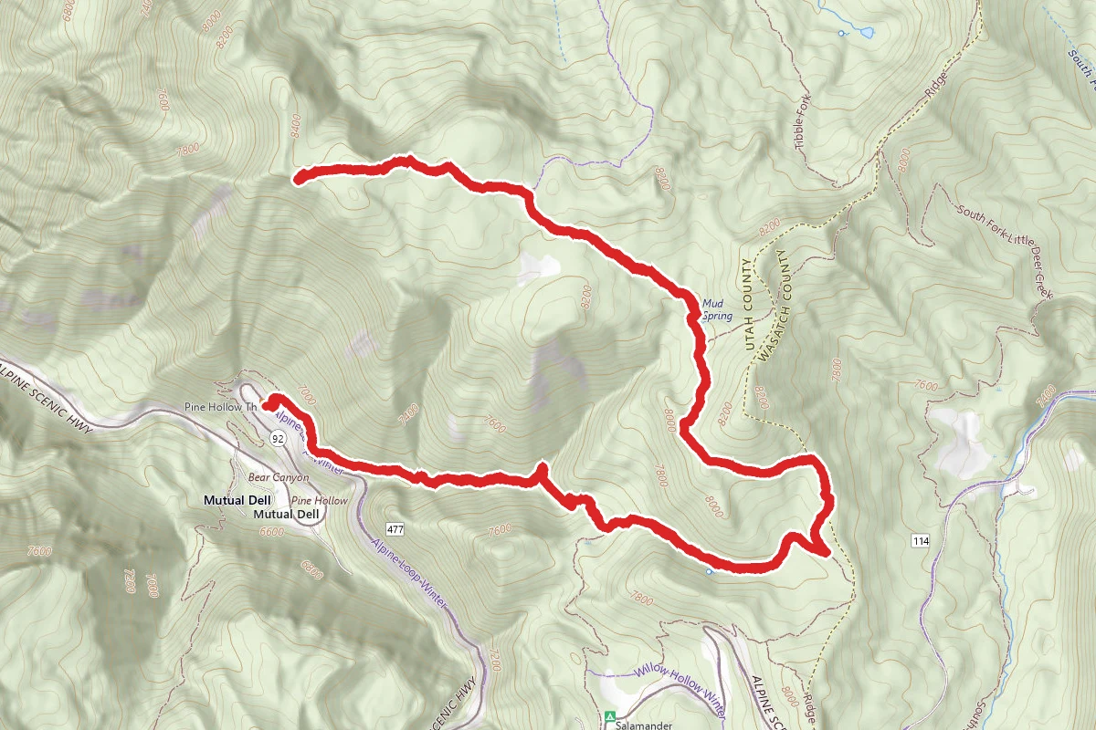 Pine Hollow Peak via Mud Springs and Pine Hollow Trail