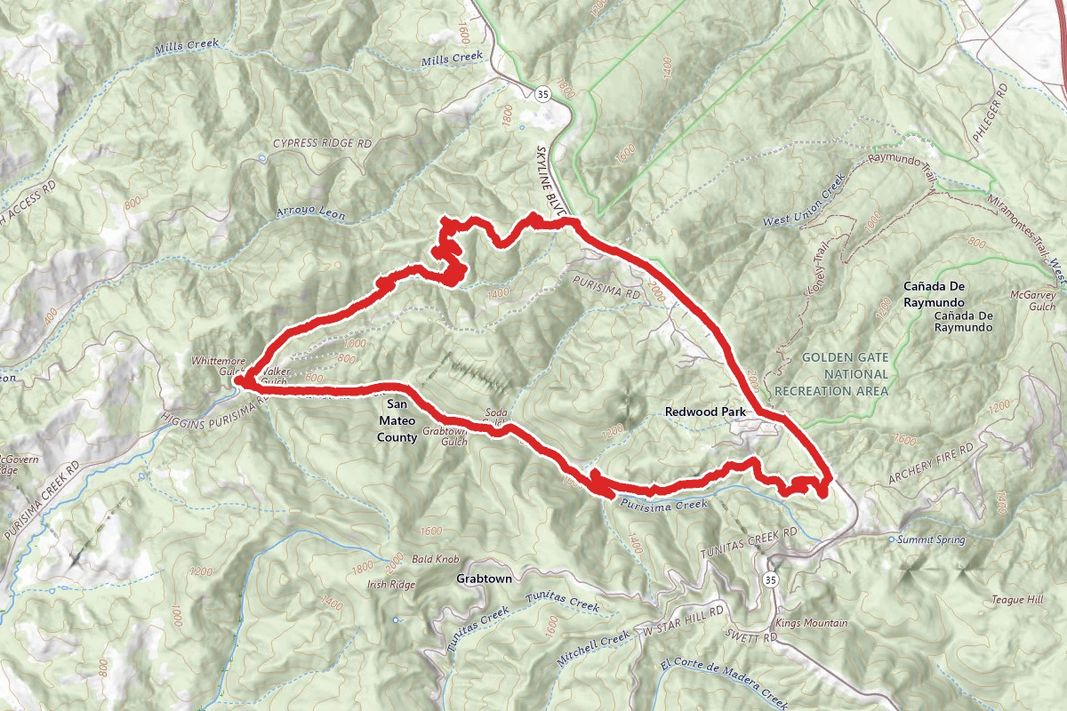 Purisima Creek and Whittemore Gulch Loop Trails