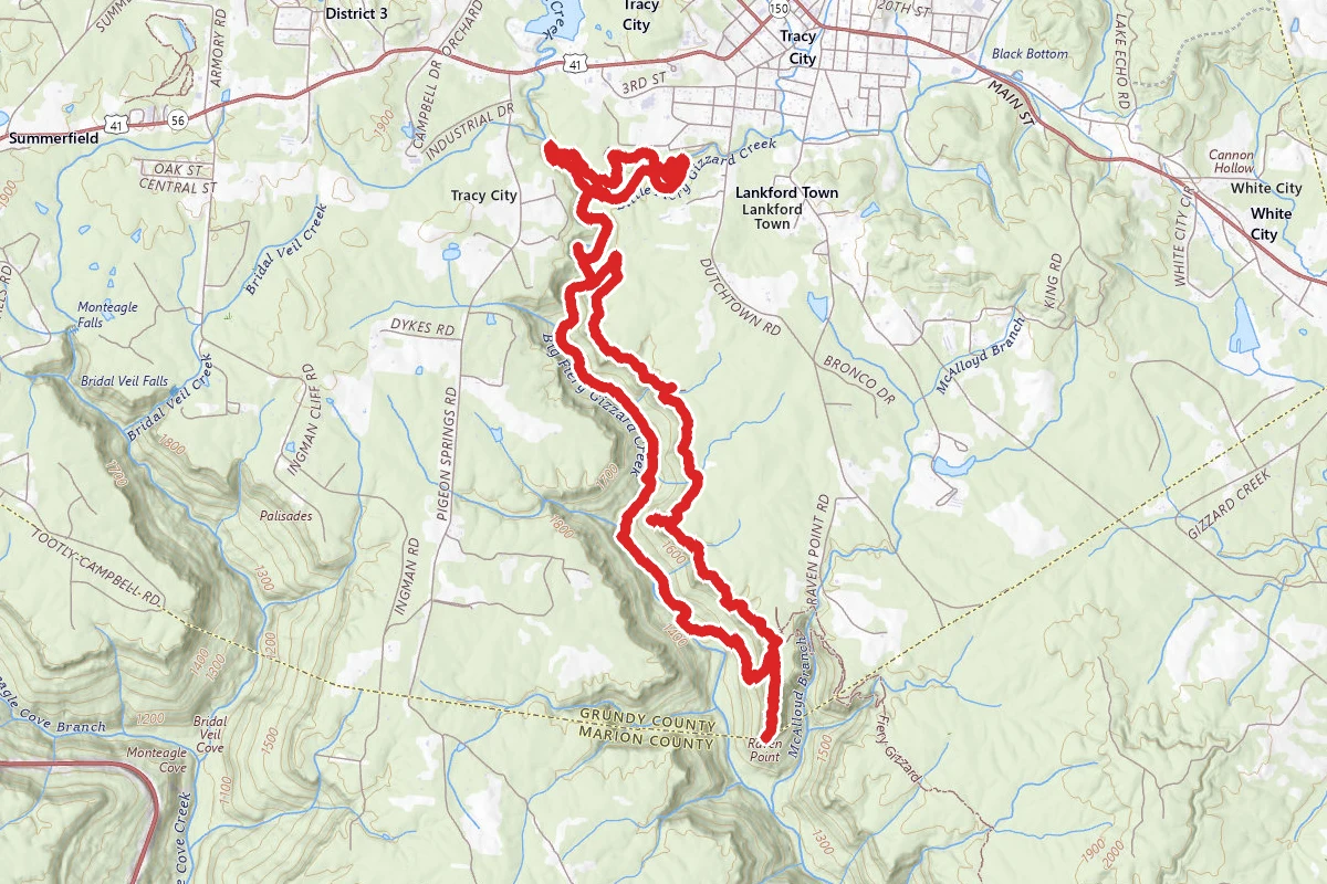 Fiery Gizzard Trail to Raven's Point