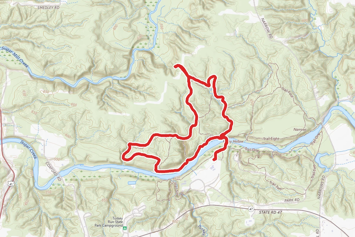 Turkey Run 3, 10, 9, 5 Trails Loop