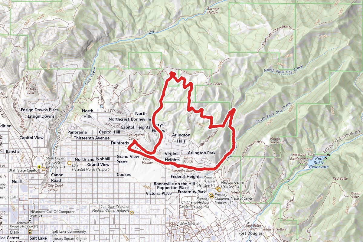 Bonneville Shoreline Trail to Bobsled Trail Loop