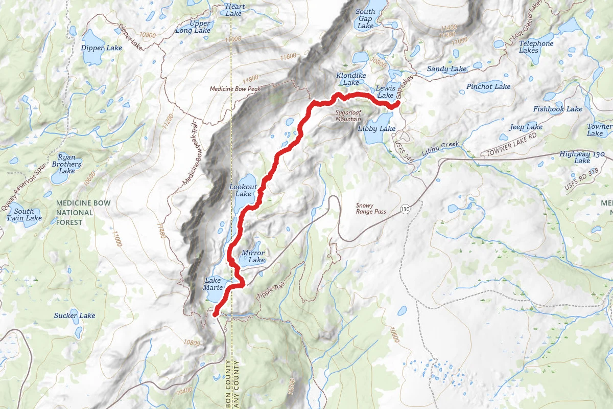 Lakes Trail to Medicine Bow Peak Trail