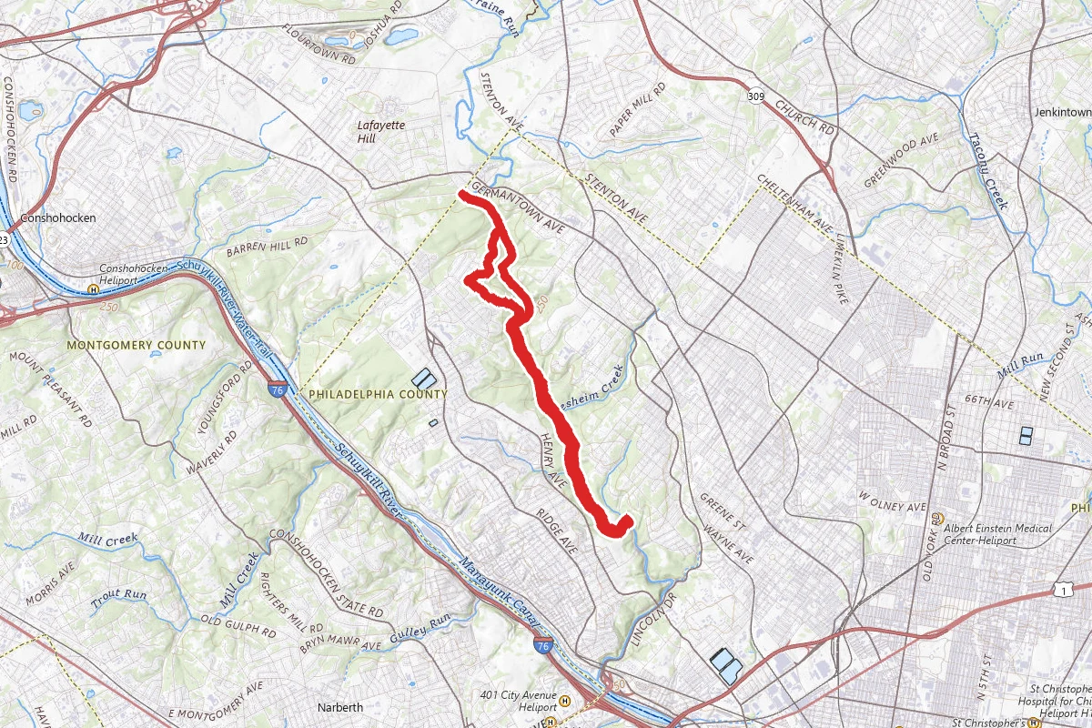 Wissahickon Creek Gorge Loop Trail