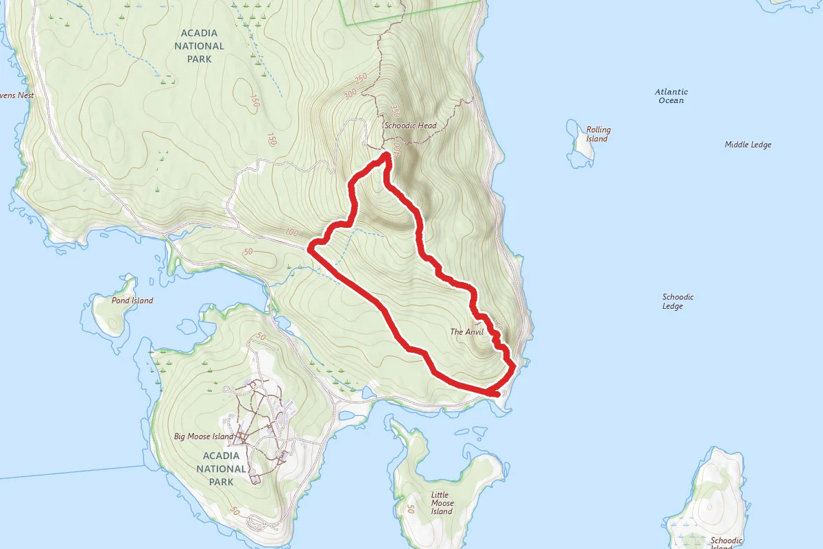 Alder and Anvil Trails Loop route map