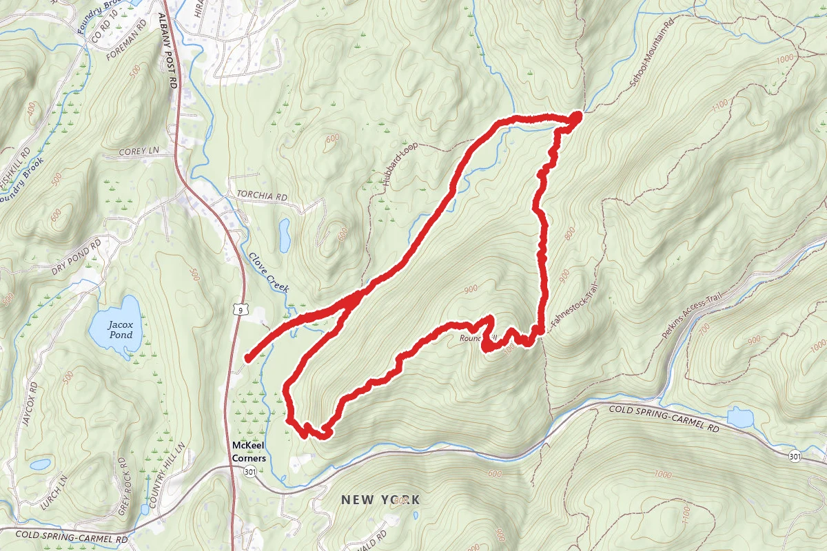 School Mountain Trail, Fahnestock Trail, Route Hill Bypass Trail Loop
