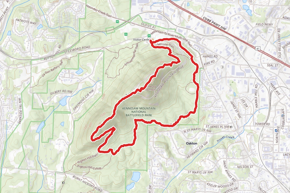 Kennesaw Mountain Overlook via West and East Trails