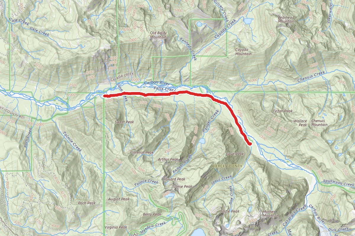 Ipsut Creek Campground via Carbon River Trail