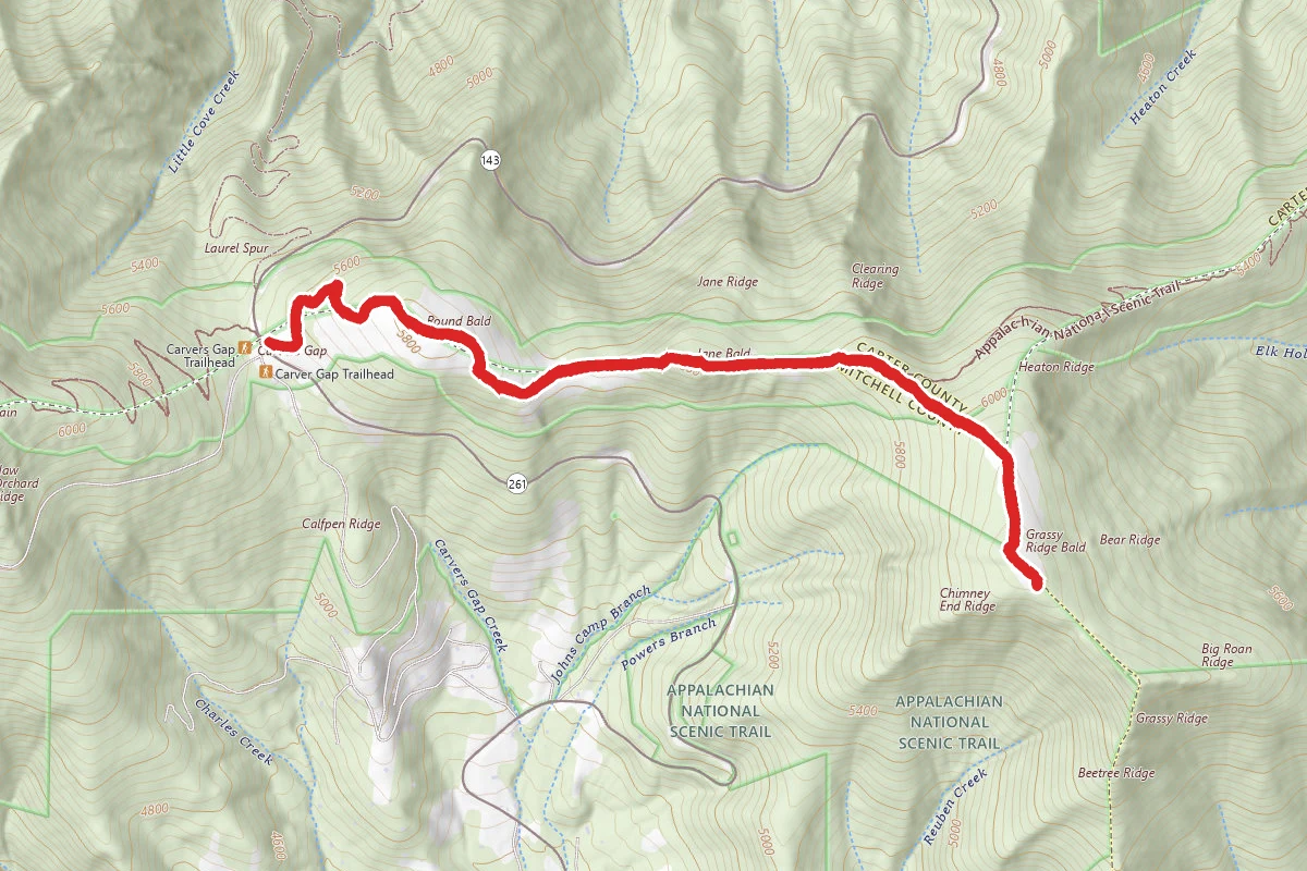 Grassy Ridge Bald via Appalachian Trail