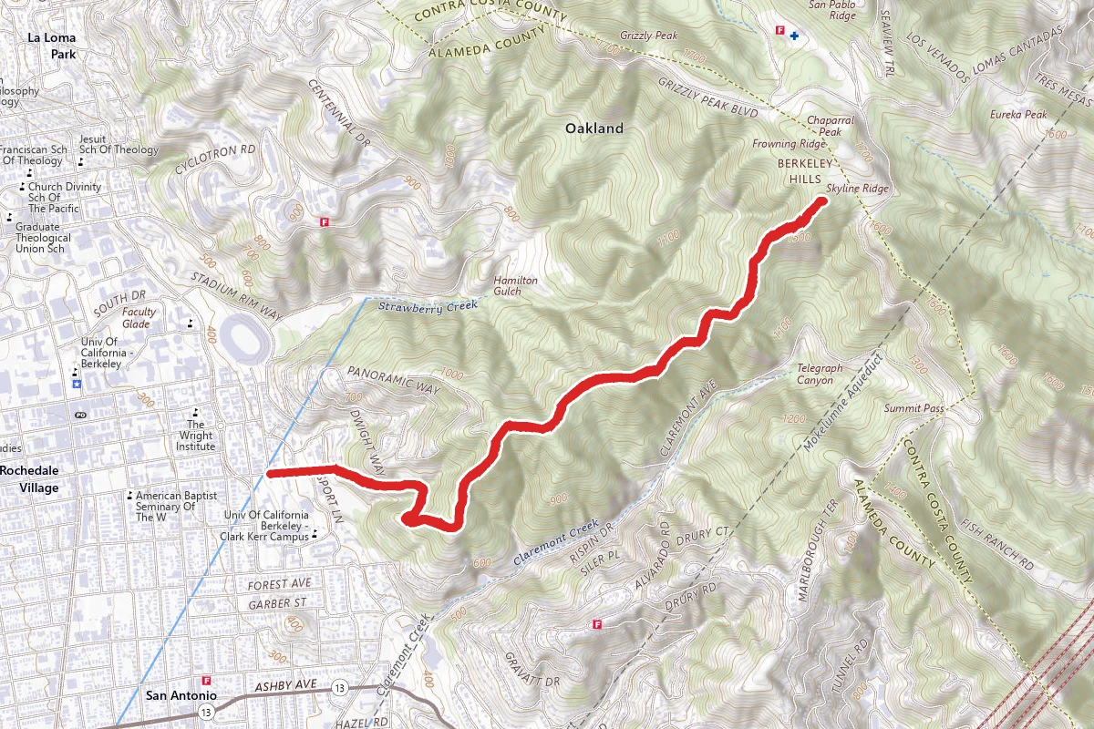 Strawberry Creek Fire Trails via Dwight Way
