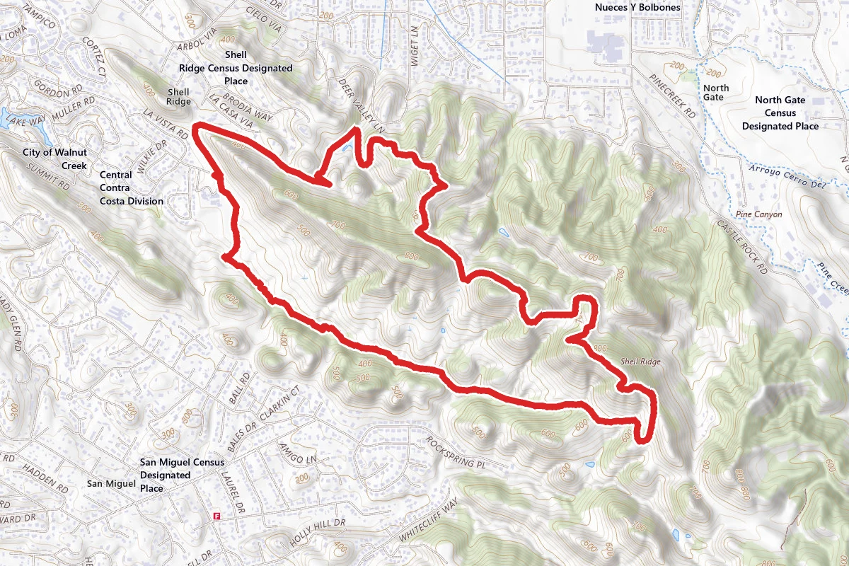 Deer Lake Trail, to Ridge Top Trail, to Briones Regional Trail