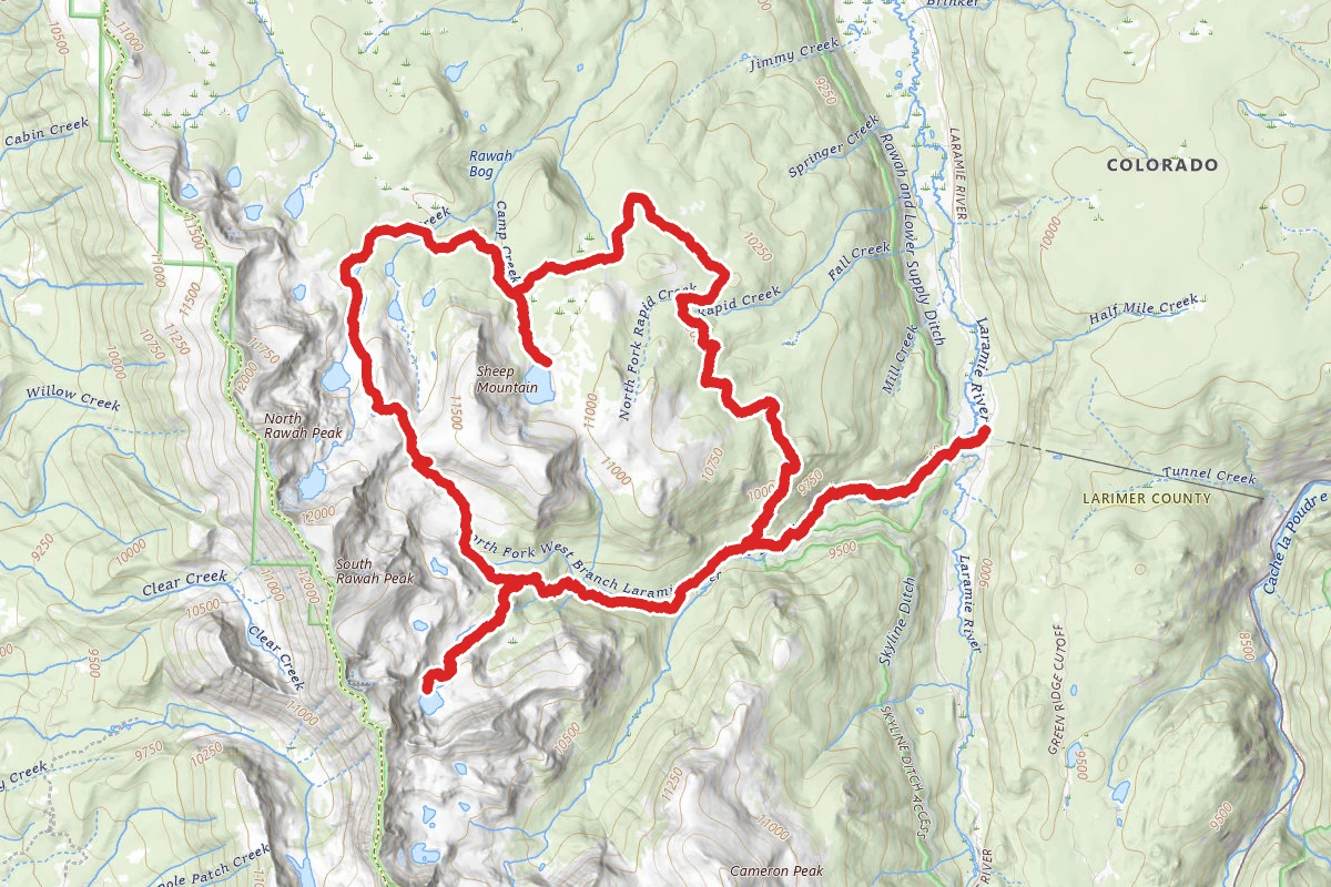 Camp Lakes, Rawah Lakes, and Twin Crater Lakes Loop Trail