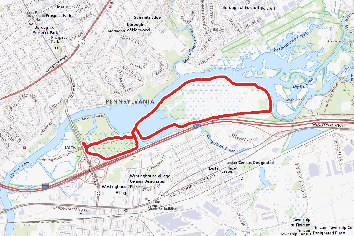 John Heinz National Wildlife Refuge Loop from Wanamaker Avenue Trailhead