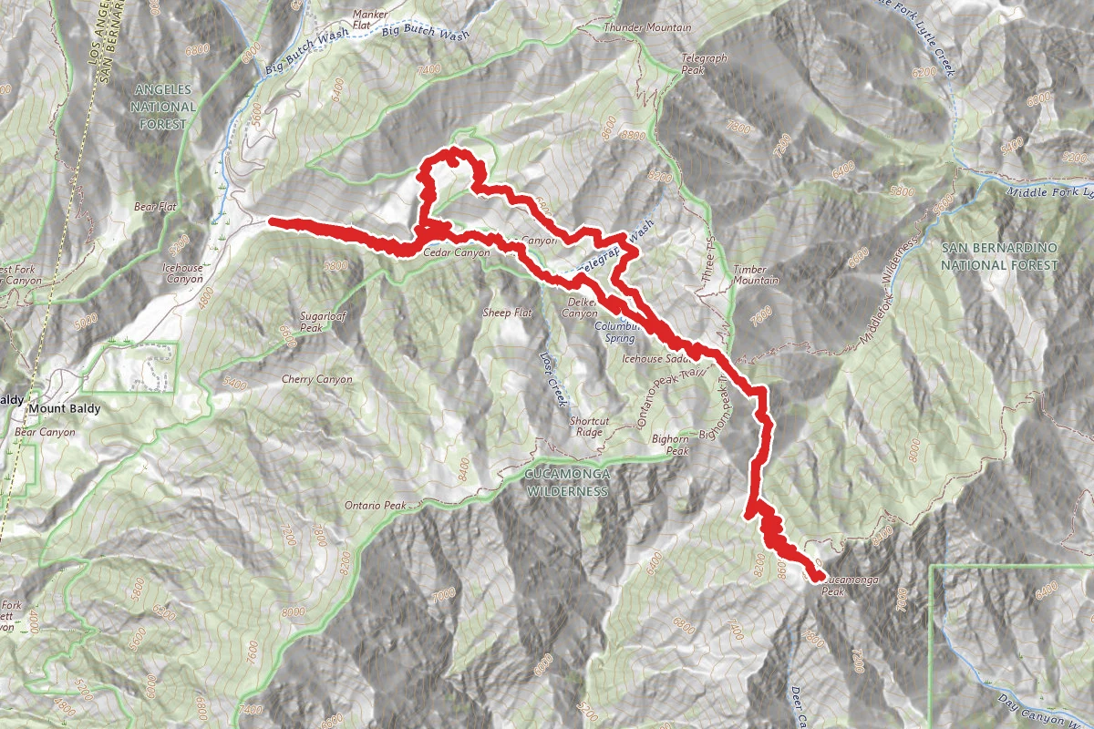 Cucamonga Peak Via Icehouse Canyon and Chapman Trail