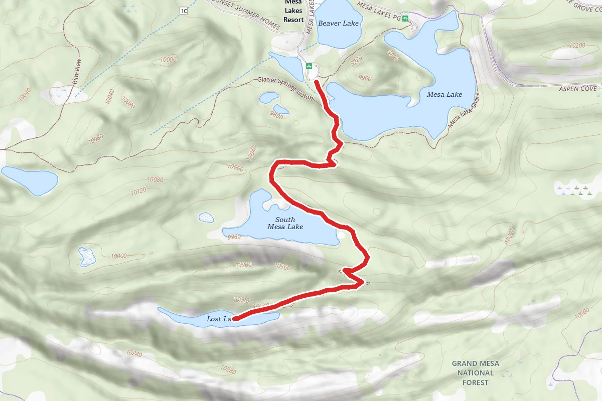 Lost Lake and Mesa Lakes from Glacier Spring Campground