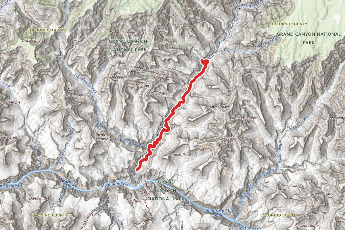 Phantom Ranch to Ribbon Falls via North Kaibab Trail