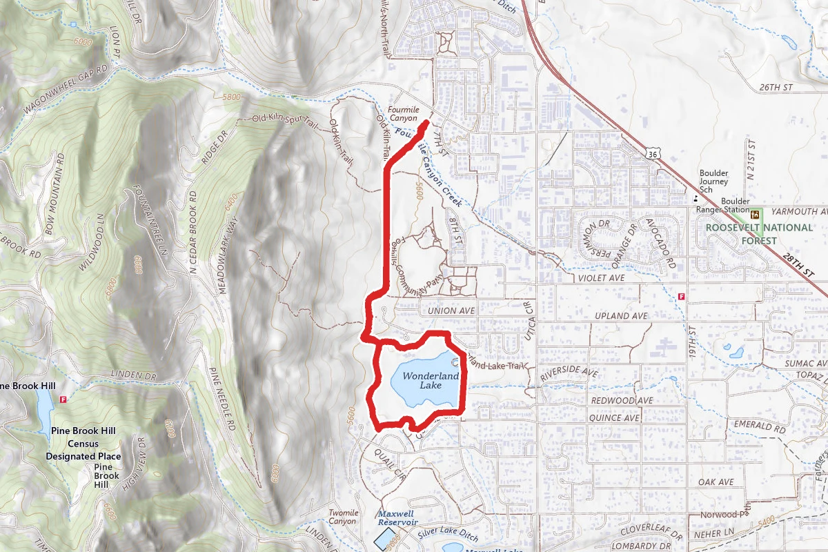 Foothills Trail to Wonderland Lake Loop Trail