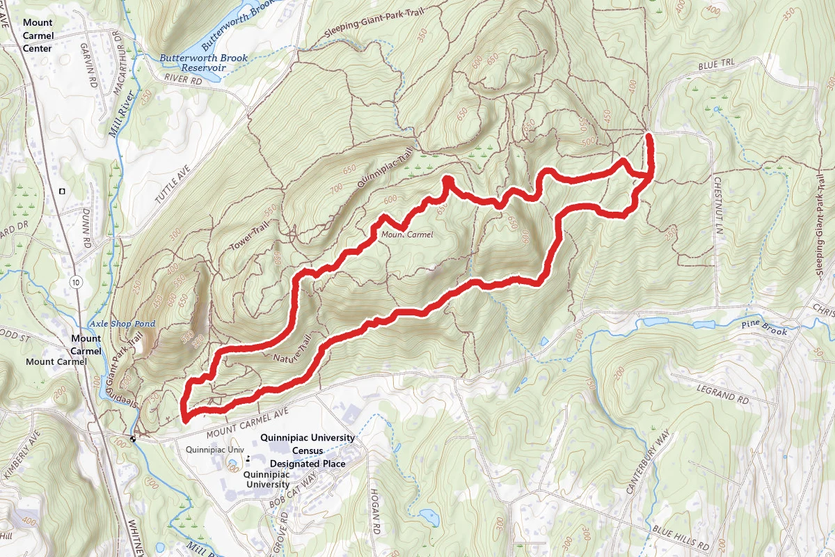 Sleeping Giant Head Yellow and Orange Loop Trail