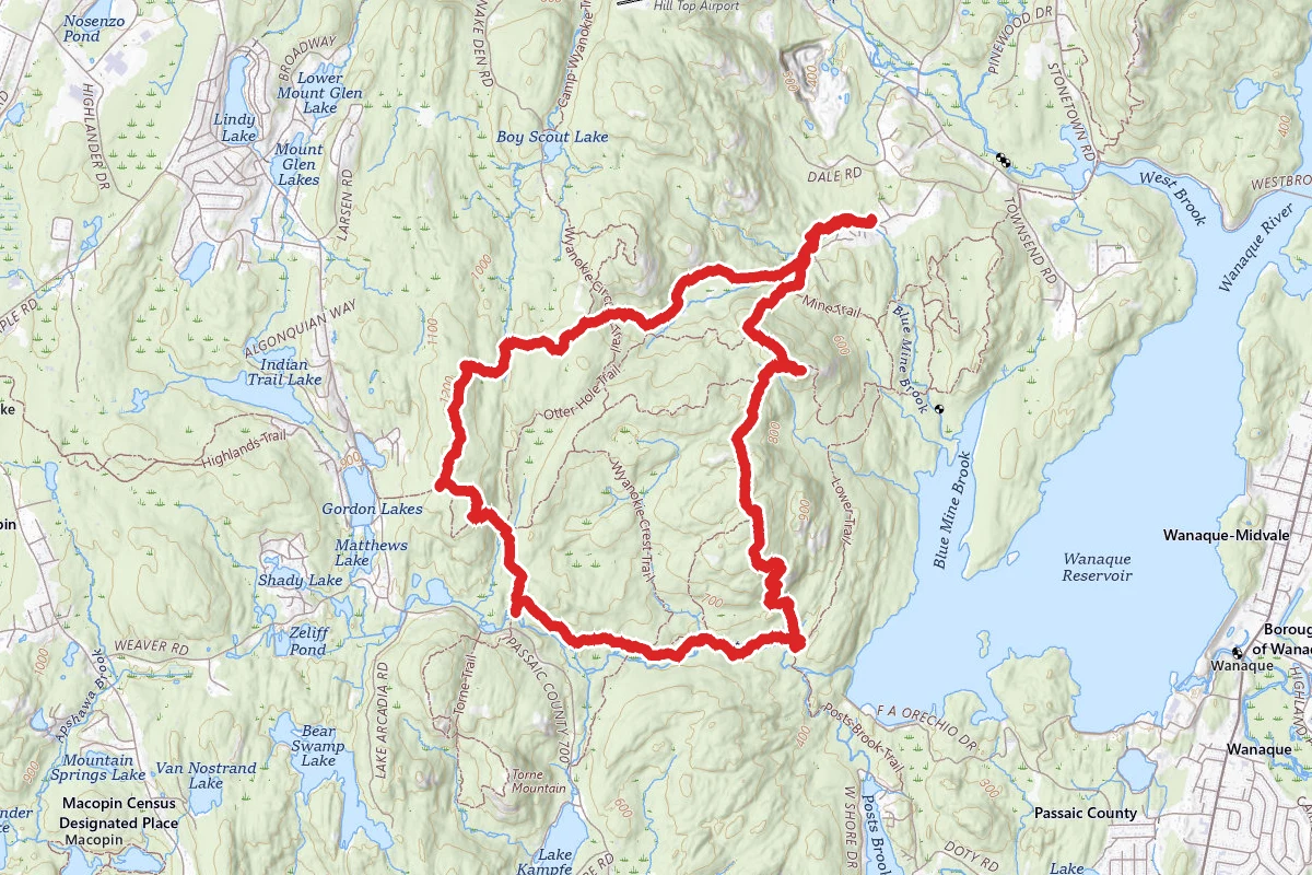 Otter Hole, Wyanokie Crest, Highlands and Hewitt-Butler Trail