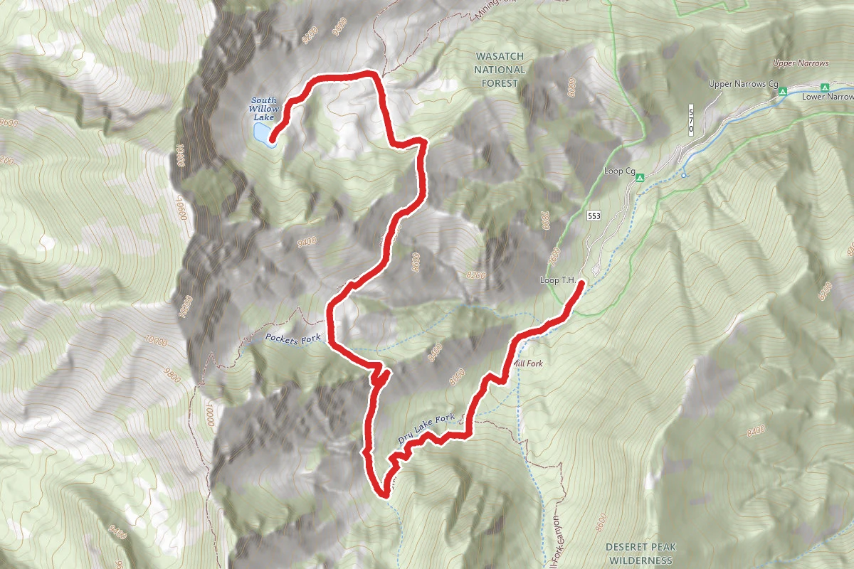 Day Lake and Stansbury Crest Trail to South Willow Lake
