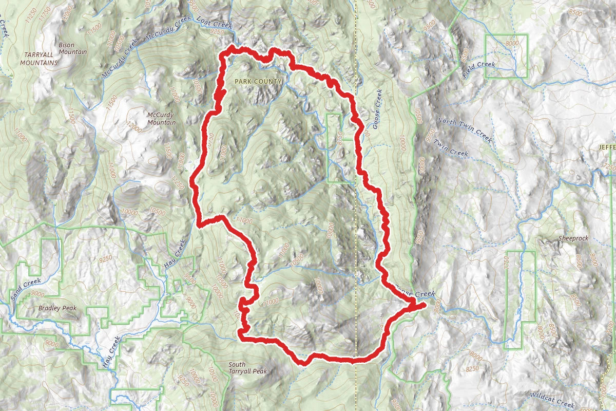 Goose Creek, McCurdy, Lake Park, and Hankins Pass Trails Loop