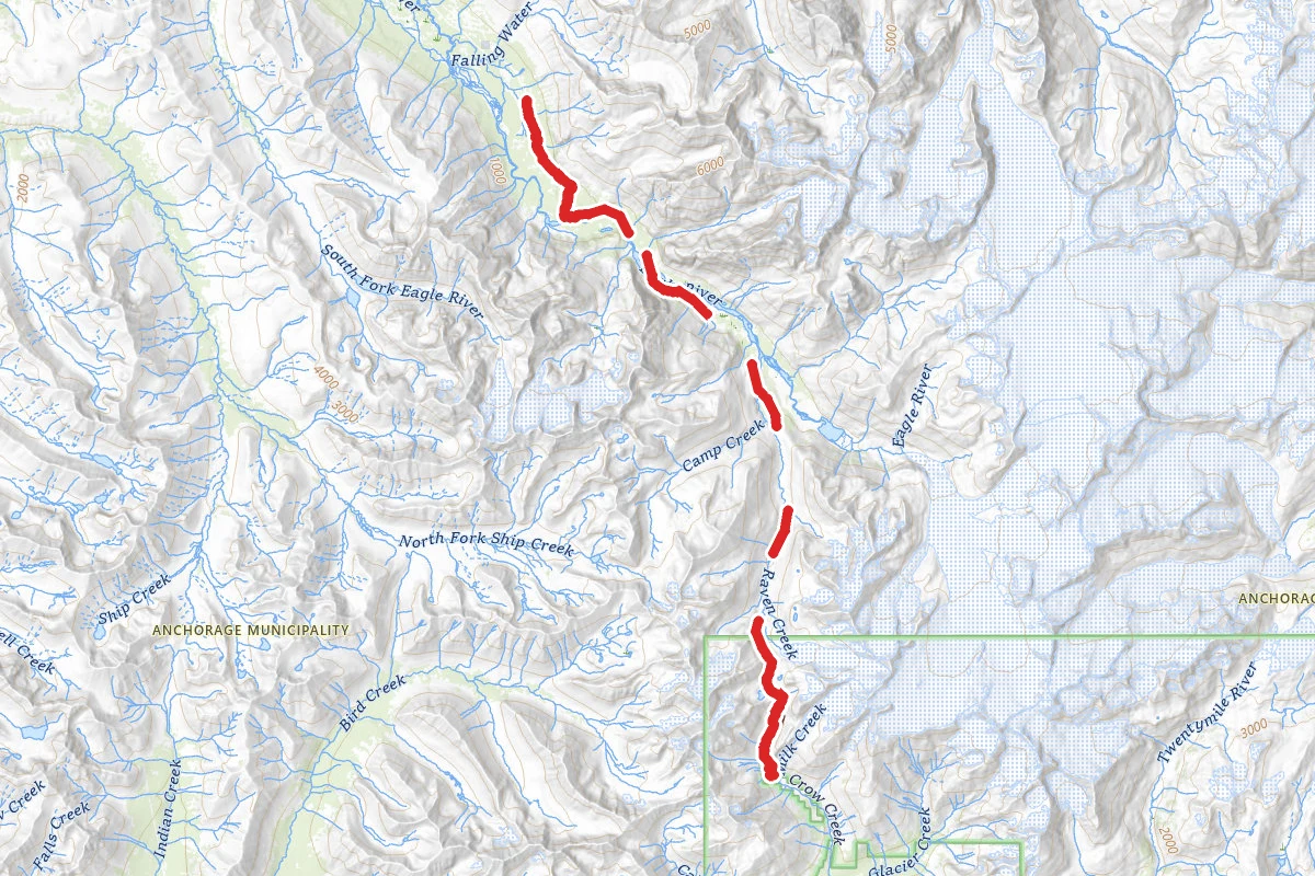 Historic Iditarod (Crow Pass) Trail to Dew Mound