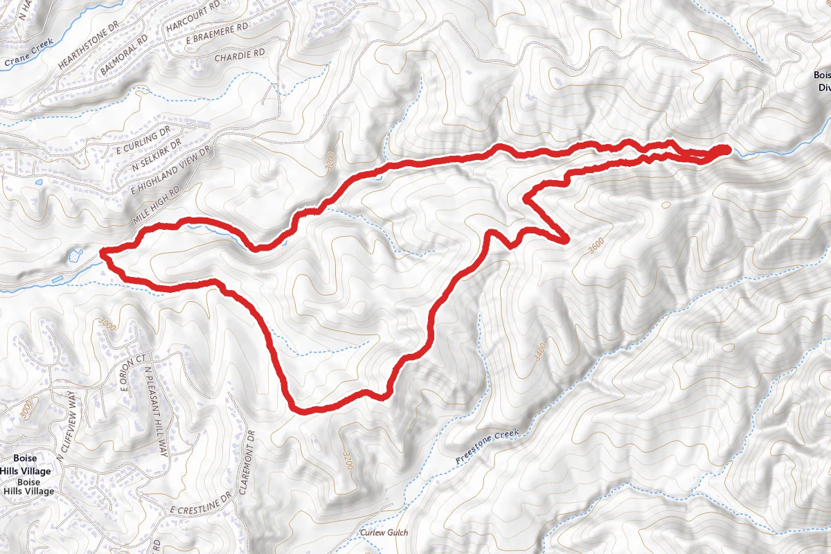 Kestrel, Crestline, and Lower Hills Gulch Loop