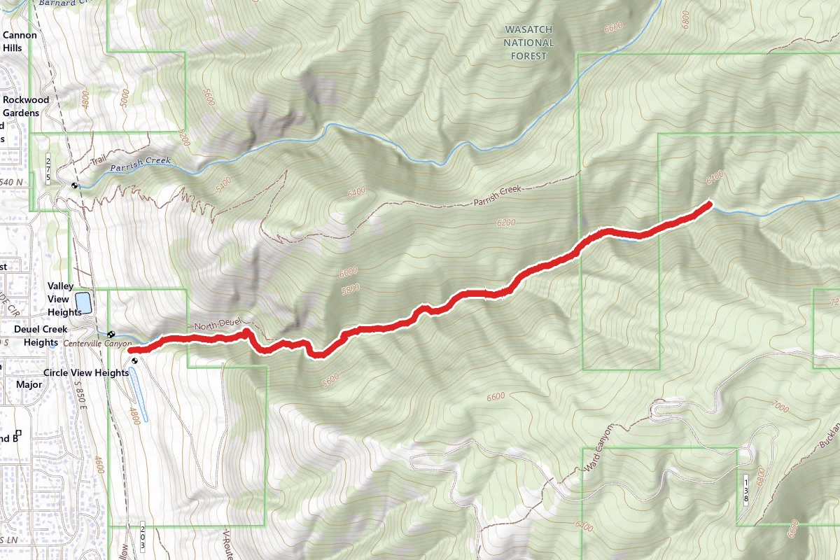 Centerville Canyon Via Deuel Creek Trail