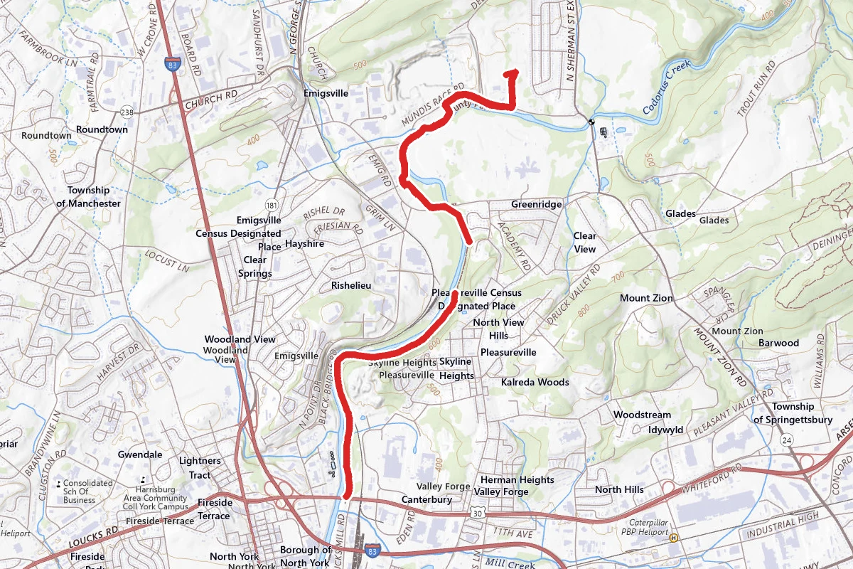 York Heritage Trail along Codorus Creek