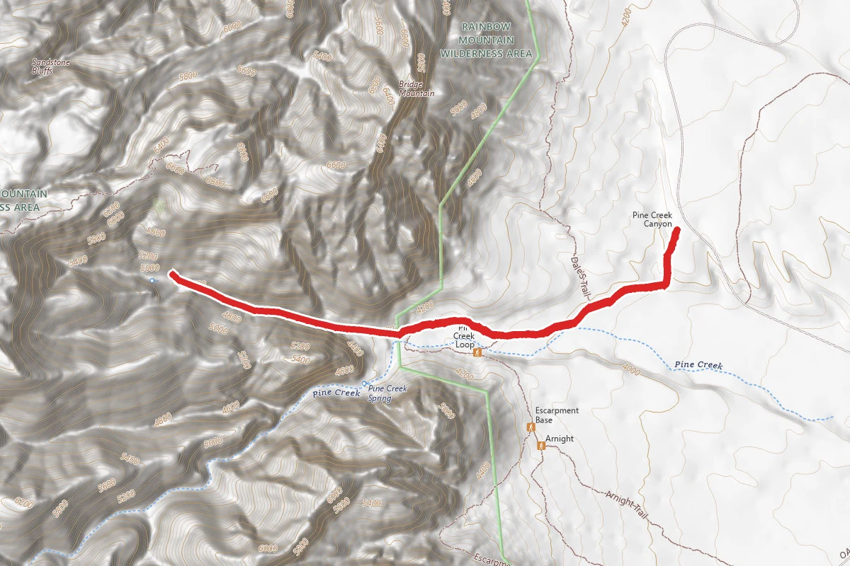 Pine Creek Trail and Climbers Trail to Mescalito