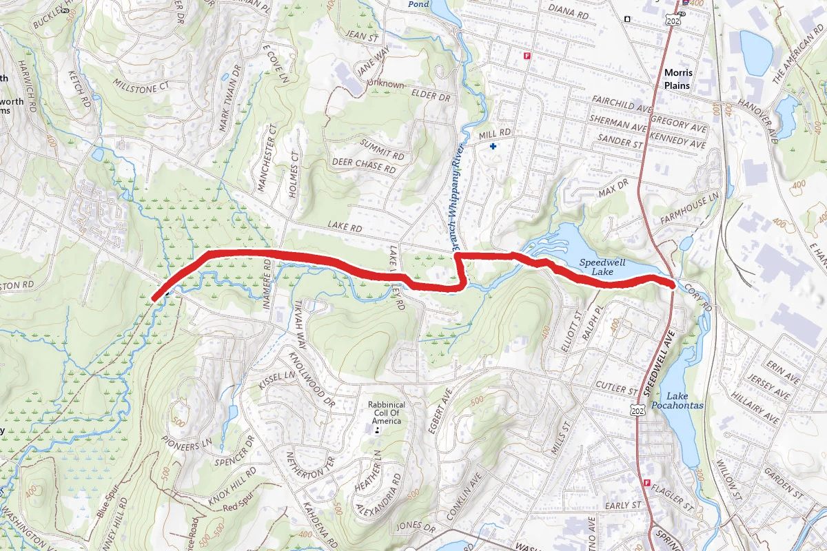Patriots Path from Speedwell Lake