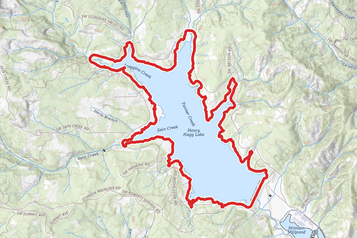 Henry Hagg Lake Trail From SW Scoggins Valley Road route map