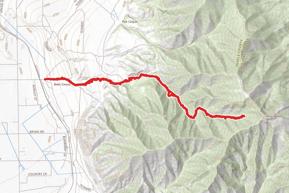 Bates Canyon Trail route map