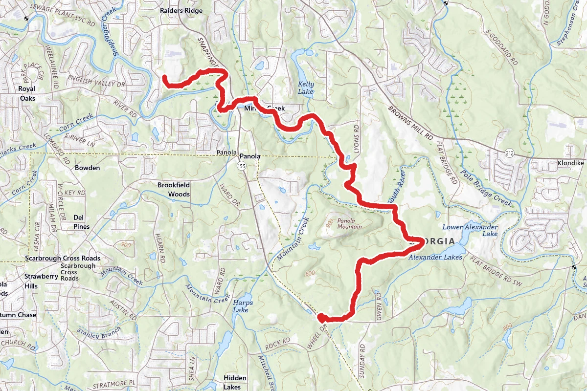 Panola Mountain Visitors Center Spur Path Trail to South River Path Trail