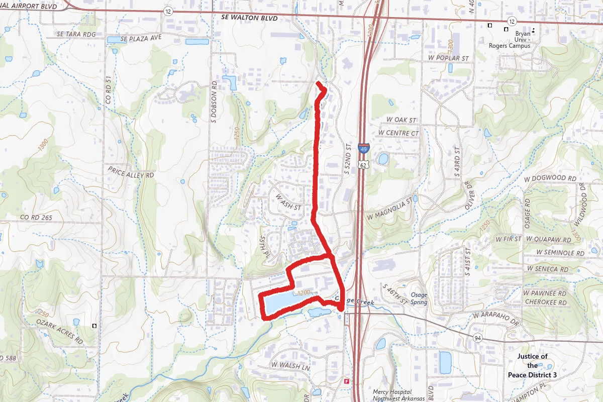 Horsebarn Road, Osage Creek and Razorback Regional Greenway